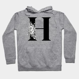 H alphabet Botanical cherry blossom sakura flowers Hoodie